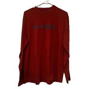 Simms Men’s Orange Long Sleeve Fishing Performance Graphic Shirt Medium